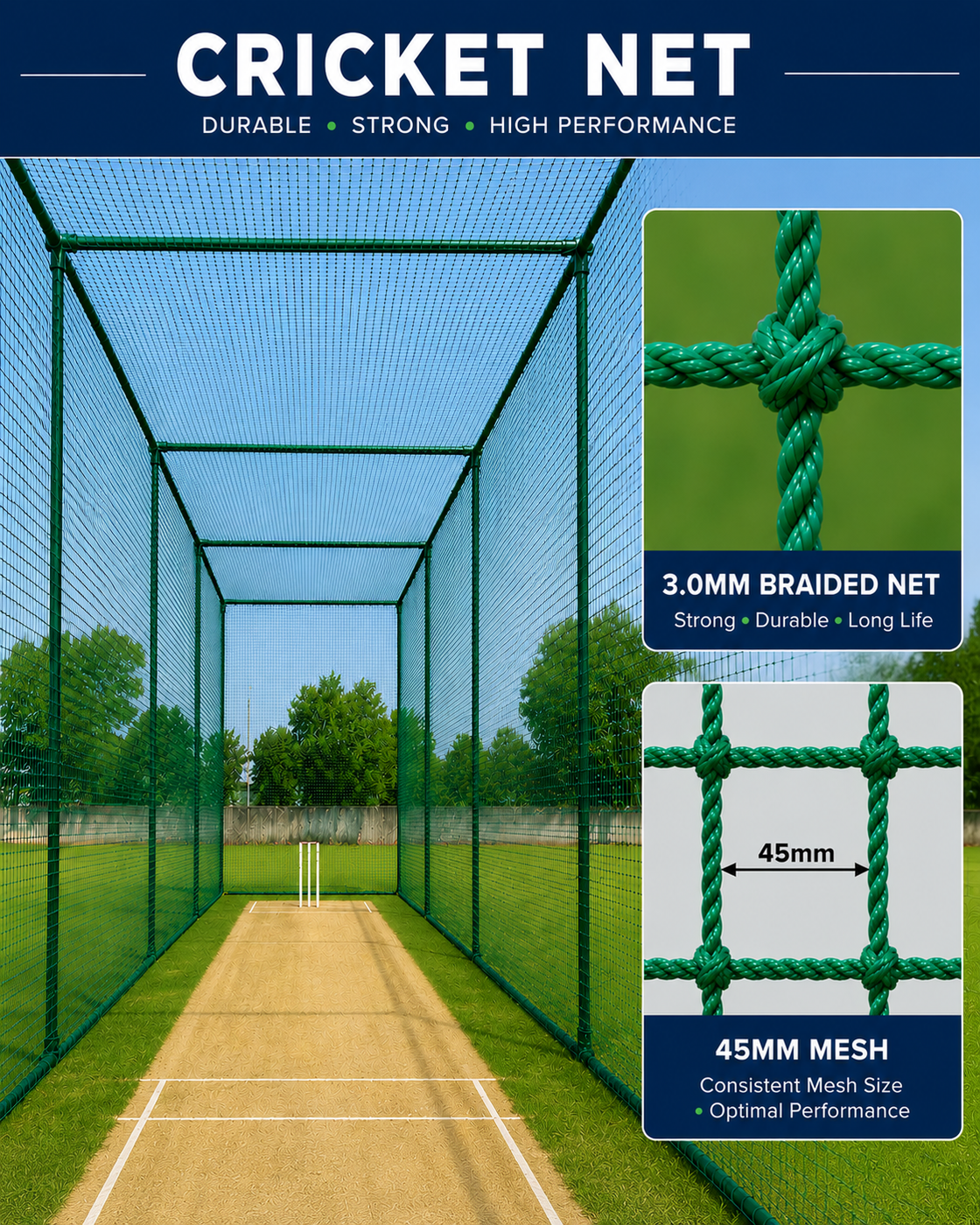 Cricket Net - Heavy Duty, Thick Braided, 45mm mesh net - Per Sq Ft